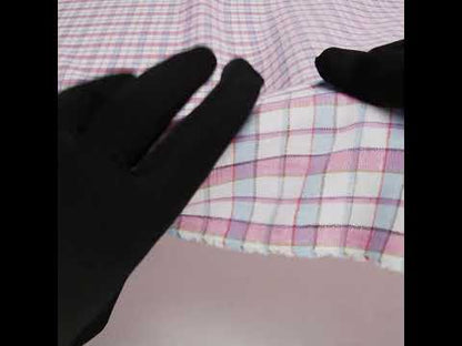 Lightweight Linen Woven - White, Baby Pink and Baby Blue Plaid