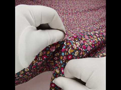 Liberty Fabrics Tana Lawn® - Meera Pink - Bright Pink, Blue and Brown Simple Floral