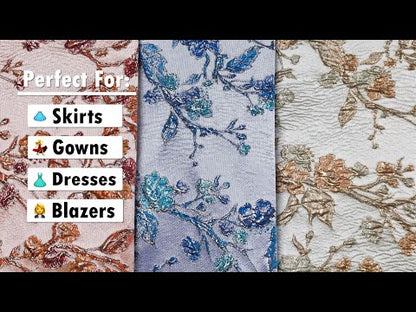 Metallic Gray, Gold and Bubblegum Pink Flowering Vines Luxury Brocade