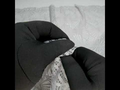 Metallic Lace Panel with Finished Edges - Silver and Gray Geometric Starburst