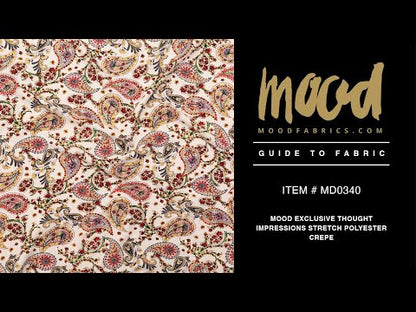 Stretch Polyester Crepe - White Paisleys - Thought Impressions Print - Mood Exclusive Kenko Collection