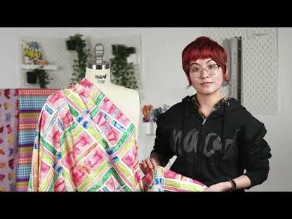 Stretch Cotton Sateen - Rainbow Checkers - Picnic Patisserie Print - Mood Exclusive Sugar Collection