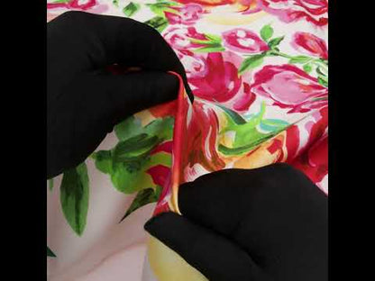 Brushed Cotton Woven - Pink, Yellow and Green Bold Painterly Flowers - Mood Exclusive Blooming Impasto Print