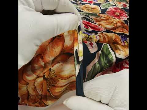 Polyester Satin - Golden Orange, Red and Green Illustrated Flower Collage - Mood Exclusive Floral Montage Print - Image 6 of 6