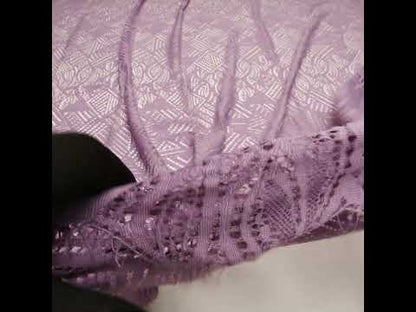 Raschel Lace with Organic Finished Edges - Amethyst Geometry and Leaves