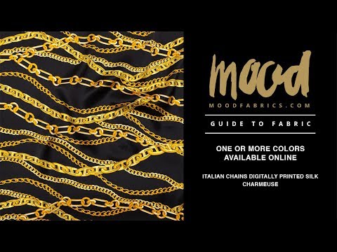 Mood Exclusive Italian Black Bean and Gold Chains Digitally Printed Silk Charmeuse