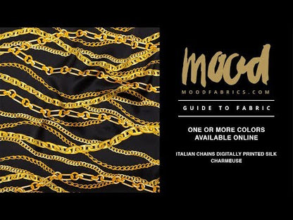 Mood Exclusive Italian Black Bean and Gold Chains Digitally Printed Silk Charmeuse