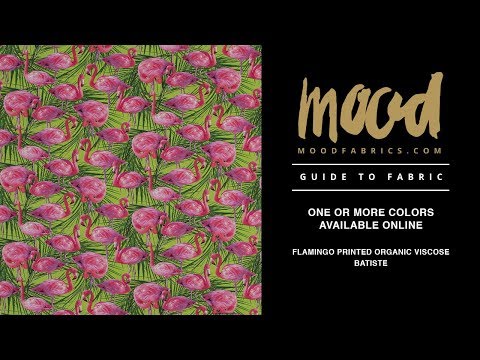 Organic Viscose Batiste - Pink and Green Flamingos and Palm Leaves
