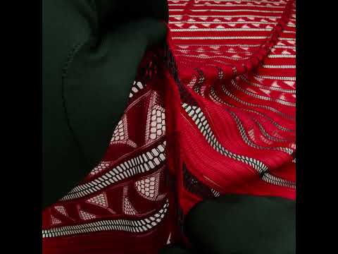 Corded Lace - Red and Black Geometric Stripes - Image 6 of 6