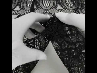 Corded Lace with Scalloped Fringe Edges - Black Geometric Lozenges