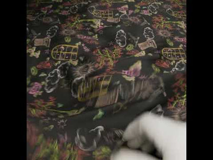 Rayon Challis - Black Trees and Windows - Summer Nights Print - Mood Exclusive Citrus Collection
