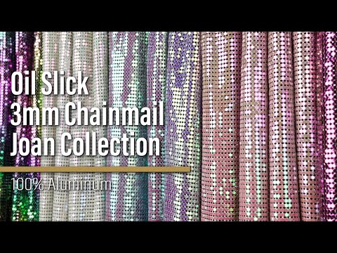 Aluminum Chainmail Fabric Panel, 3mm - Light Purple and Lime Green Oil Slick - Joan Collection - Image 6 of 6