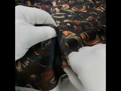 Polyester Satin - Brown, Black and Burnt Orange Painted Ribbons - Mood Exclusive Ruststroke Wrap Print