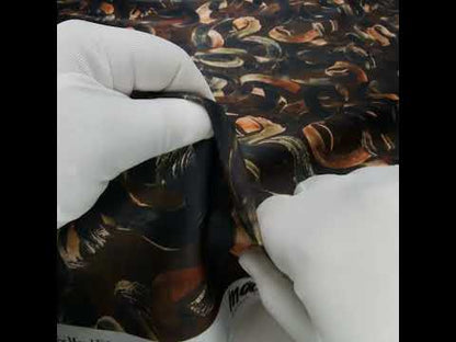 Polyester Satin - Brown, Black and Burnt Orange Painted Ribbons - Mood Exclusive Ruststroke Wrap Print