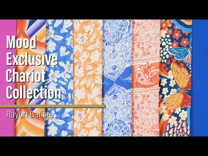 Rayon Challis - Blue and Yellow Floral - Apollo's Laurel Print - Mood Exclusive Chariot Collection