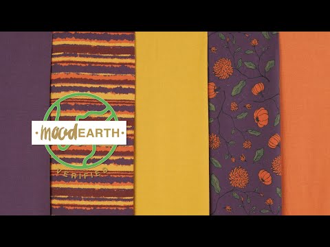 Linen and Rayon Woven - Purple, Orange and Yellow Stripes - Foliate Pathways Print - Mood Exclusive Jack-O-Lantern Collection - Image 7 of 7