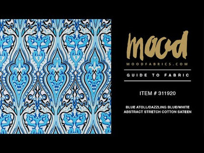 Blue Atoll/Dazzling Blue/White Abstract Stretch Cotton Sateen