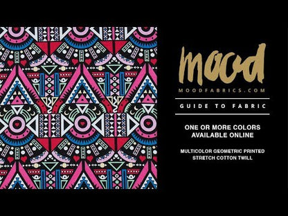 Victoria Blue/Magenta Multicolor Geometric Printed Stretch Cotton Twill