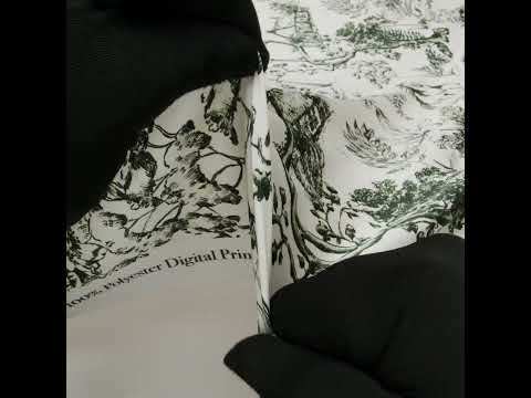 Polyester Satin - White and Green Plants and Horses - Mood Exclusive Bridle and Branch Print - Image 6 of 6