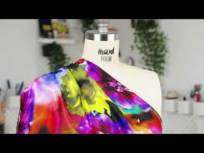 Mood Exclusive Italian Rainbow Floral Splash Silk Charmeuse