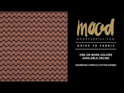 Orange and Navy Geometric Stretch Cotton Sateen