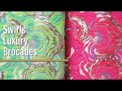 Swirls Luxury Brocade - Neon Green, Sky Blue and Metallic Gold