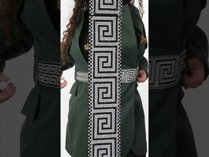 Gold and Black Cross Stitch Double Greek Key Trim - 2"