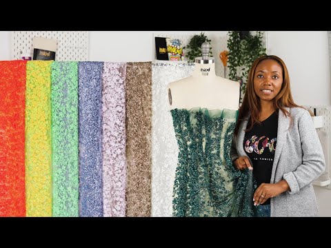 3D Puffy Glitter Tulle - Mink Floral Stripes - Image 6 of 6