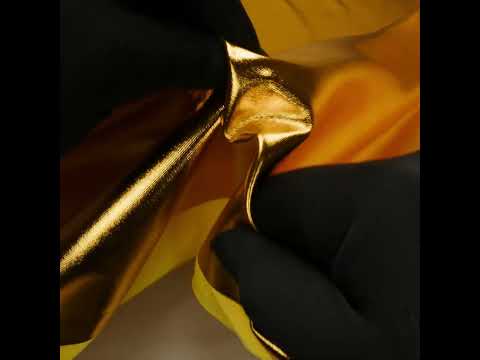 Foiled Faux Leather Stretch Knit - Gold with Yellow Backing - Alison Collection - Image 5 of 5