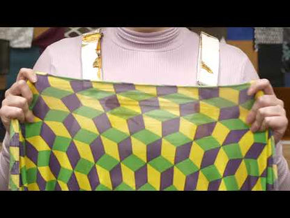 Yellow, Lime and Majesty Purple Geometric Rayon Jersey