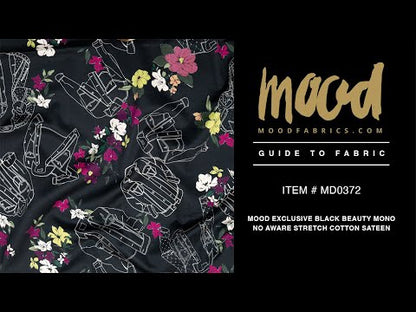 Stretch Cotton Sateen - Black Beauty Jackets and Flowers - Mono No Aware Print - Mood Exclusive Kenko Collection