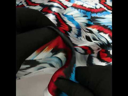 Silk Charmeuse Print 16MM, Made in Italy - Red, Blue and White Butterfly Wings