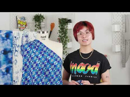 Linen and Rayon Woven - Blue and Purple Geometric - Crystalline Culture Print - Mood Exclusive Indigo Collection