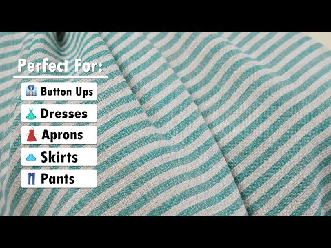 Turquoise and Oatmeal Striped Medium Weight Linen Woven