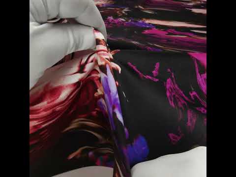 Polyester Mikado - Black, Pink and Purple Abstracted Melting Flowers - Mood Exclusive Surreal Symphony Print - Image 6 of 6
