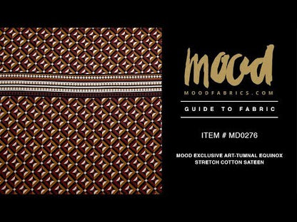 Stretch Cotton Sateen Panel - Mahogany Geometric - Art-tumnal Equinox Print - Mood Exclusive Harvest Collection