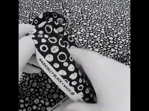 Printed Quilting Cotton by Patrick Lose for Northcott - White on Black Scribble Spots - Basically Black & White Collection