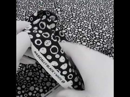 Printed Quilting Cotton by Patrick Lose for Northcott - White on Black Scribble Spots - Basically Black & White Collection