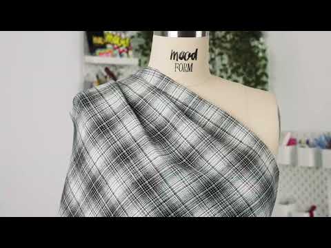 Snake In The Grass and Ivory Plaid Medium Weight Linen Woven
