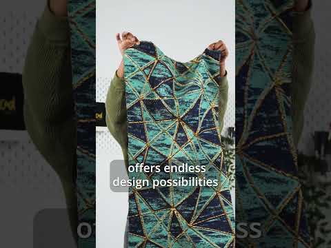 Metallic Gold, Turquoise and Navy Geometric Distress Luxury Brocade - Image 6 of 6