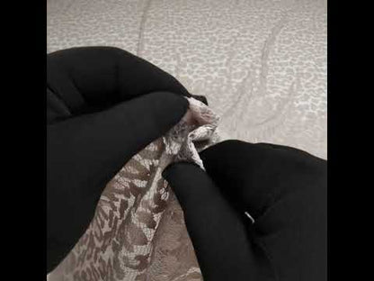 Metallic Raschel Lace with Finished Edges - Sandstone Leopard Spots