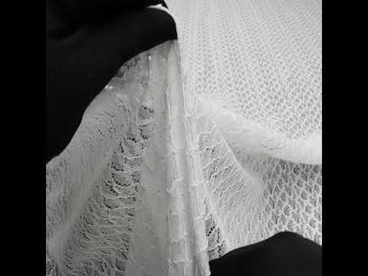 Corded Lace with Finished Eyelash Edges - Ivory Diamond Lattice