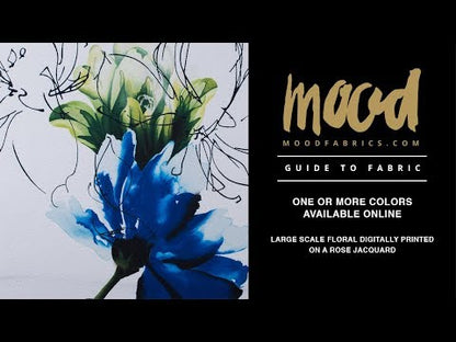 Large Scale Blue Floral Digitally Printed on a Rose Jacquard