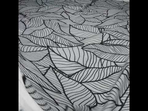 Cotton Crepe - Black and White Embroidered Net Leaves - Mood Exclusive Terrestrial Tesserae Print - Image 6 of 6