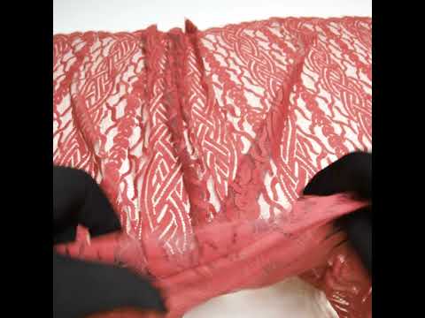 Cotton and Nylon Lace Panel with Finished Edges - Berry and Cardinal Red Celtic Knotwork and Braids - Image 6 of 6