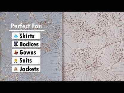 Metallic Rose Gold and Ivory Lines and Dots Luxury Brocade