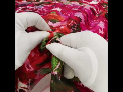 Brushed Cotton Woven - Fuchsia Pink, Red and Light Blue Striated Painted Flowers - Mood Exclusive Painter’s Bouquet Print - Image 6 of 6