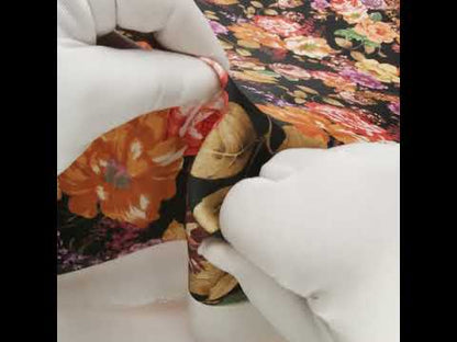 Rayon Challis - Orange, Pink and Black Floral - Mood Exclusive Floral Noir Print
