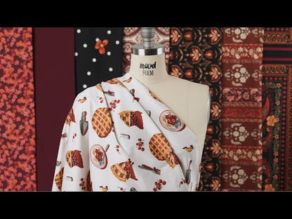 Stretch Cotton Sateen - Black and Beige Ikat Leaves - Things We Leave Behind Print - Mood Exclusive Rockland Collection
