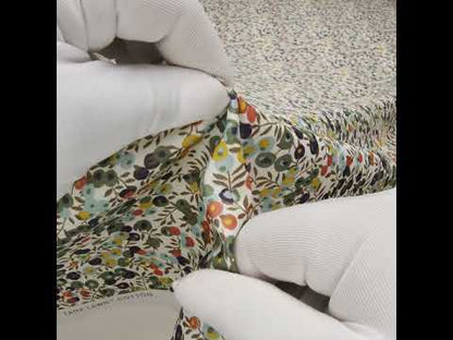 Liberty Fabrics Tana Lawn® - Wiltshire Green - Olive, Sky Blue and Brown Leaves and Berries